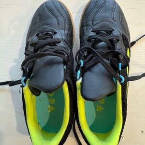 Adidas Black and Neon Green Indoor Soccer Shoes